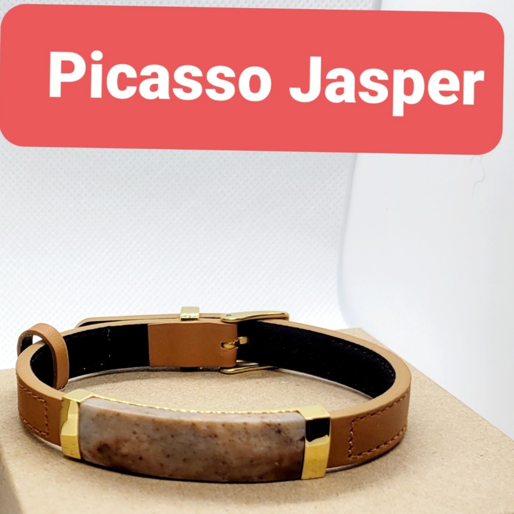 Stainless steel natural stone leather bracelets